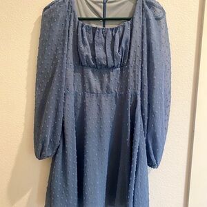 Chic Blue Long Sleeve Dress